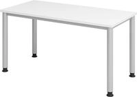 HAMMERBACHER Schreibtisch Schreibtisch 4-Fu&szlig;-rund 140x67cm Wei&szlig;/silber