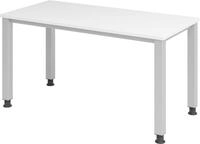 HAMMERBACHER Schreibtisch Schreibtisch 4-Fu&szlig;-rund 140x67cm Wei&szlig;/Silber
