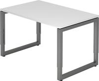 HAMMERBACHER Schreibtisch Schreibtisch O-Fu&szlig; eckig 120x80cm Wei&szlig;/Graphit