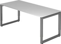 HAMMERBACHER Schreibtisch Schreibtisch O-Fu&szlig; eckig 180x80cm Grau/Graphit