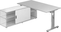 HAMMERBACHER Schreibtisch Anbauschreibtisch T-Fu&szlig; 160x80cm grau/silber