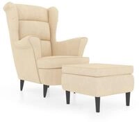 vidaXL Ohrensessel, mit Hocker Creme Samt