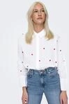 Hemdbluse ONLY "ONLNEW LINA GRACE LS EMB SHIRT NOOS WVN", Damen, Gr. S, wei&szlig;
