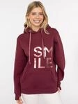 Hoodie ZWILLINGSHERZ "Alissa Shiny", Damen, Gr. S/M, rot (bordeaux), Sweatware,