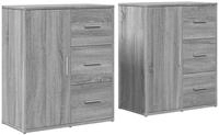 vidaXL Sideboard NA Sideboard Anrichte Schrank Lowboard Wohnzimmer 2 Stk Grau...
