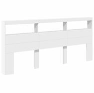 vidaXL Bett LED-Kopfteil mit Ablagen Wei&szlig; 220x17x102 cm (1-tlg)