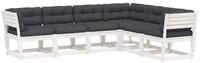 vidaXL Gartenlounge-Set 6-tlg. Garten-Sofagarnitur mit Kissen Wei&szlig; Massivholz