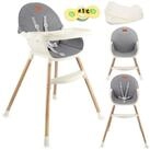 MoMi Hochstuhl REKI Evolutiver Baby Hochstuhl mit 2 Sitzpositionen, Grau,