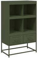vidaXL Highboard Highboard Olivgr&uuml;n 68,5x39x111,5 cm Kaltgewalzter Stahl