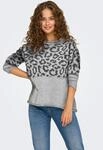 Rundhalspullover ONLY "ONLJADE ANIMAL LS O-NECK NOOS KNT", Damen, Gr. XS, grau (light