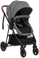 vidaXL Kinder-Buggy 2-in-1 Kinderwagen Hellgrau und Schwarz Stahl