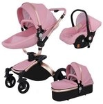 TPFFamily Kombi-Kinderwagen Babyschale Baby, Buggy Babywanne Kinderwagen 3 in 1...