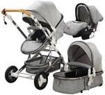 TPFFamily Kombi-Kinderwagen Baby Buggy Babyschale Babywanne 5-Punkt-Sicherheitsgurt