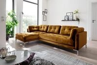 Trends by HG Ecksofa Landau L-Form, in Cord-Stoff mit Metallfu&szlig;