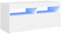 vidaXL TV-Schrank NA TV-Schrank mit LED Leuchten Wei&szlig; 90x35x40 cm Lowboard