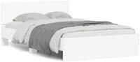 vidaXL Bett, Bettgestell mit Kopfteil LED-Beleuchtung Wei&szlig; 120x200 cm