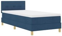 vidaXL Bett LED Boxspringbett mit LED-Lichtleisten Blau 100 x 200 cm Stoff...