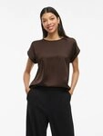 Vila Kurzarmshirt VIELLETTE S/S SATIN TOP - NOOS Kunstfaser, regular fit