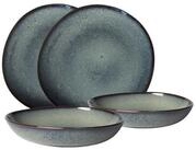 Villeroy & Boch Geschirr-Set Lave gris Tafelset (4-tlg), 2 Personen, Steingut,
