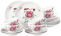 Seltmann Weiden Teeservice Geschirr-Set, 18 Teile, Amina Ostfiesenrose, klein