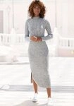 LASCANA Strickkleid mit Zopfmuster, seitlicher Schlitz, elegantes Pulloverkleid