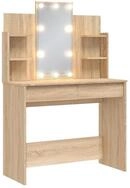 vidaXL Schminktisch NA Schminktisch Set mit LED Beleuchtung Holz Sonoma Eiche