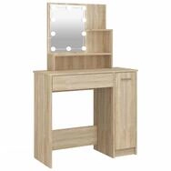 vidaXL Schminktisch, Frisiertisch mit LED Sonoma-Eiche 86,5x35x136 cm
