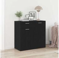 vidaXL Sideboard vidaXL Sideboard Schwarz Eichen-Optik 80x36x75 cm Holzwerkstoff