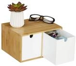 relaxdays Schreibtischaufsatz Schreibtisch Organizer 2 Schubladen, wei&szlig;