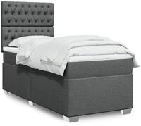 vidaXL Bettgestell vidaXL Boxspringbett mit Matratze Dunkelgrau 80x200 cm Stoff