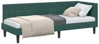 vidaXL Bett Eckbettgestell mit Kopfteil Dunkelgr&uuml;n 90 cm x 190 cm Samt (1-tlg)