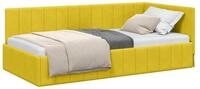 vidaXL Bett Eckbettgestell mit Kopfteil Gelb 90 cm x 200 cm Samt (1-tlg)