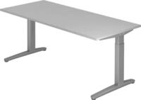 HAMMERBACHER Schreibtisch Schreibtisch C-Fu&szlig; 180x80cm Grau/Silber