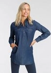 Arizona Jeansbluse Krempel&auml;rmel mit Riegel im Tunikastil