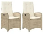 vidaXL Gartensessel, Outdoor Sessel mit Kissen 2 Stk. Verstellbar Beige Poly...