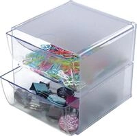 Deflecto Aufbewahrungsbox Organiser Cube transparent 2 Schubladen 15x15x18,2cm