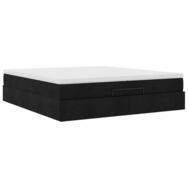 vidaXL Bett Ottoman-Bett mit Matratzen Schwarz 200x200 cm Stoff