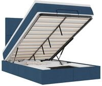 vidaXL Bettgestell vidaXL Ottoman-Bett mit Matratze Blau 120x190 cm Stoff