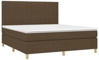 vidaXL Bett Boxspringbett mit Matratze & LED Dunkelbraun 160x200 cm Stoff