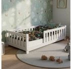 Juskys Kinderbett Naya, 80x160 cm Bodenbett aus Holz, mit Rausfallschutz &...