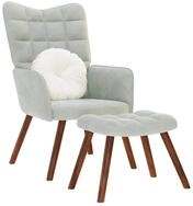 vidaXL Relaxsessel, Relaxsessel mit Hocker Hellgrau Samt