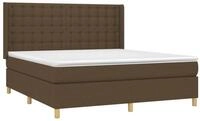 vidaXL Bett Boxspringbett mit Matratze & LED Dunkelbraun 160x200 cm Stoff