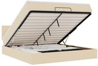 vidaXL Bett Ottoman-Bett mit Matratze & LEDs Creme 160x200 cm Stoff