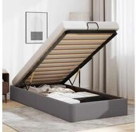vidaXL Bett, Ottoman-Bett ohne Matratze Grau 90x200 cm Kunstleder