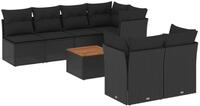 vidaXL Gartenlounge-Set 8-tlg. Garten-Sofagarnitur mit Kissen Schwarz Poly...