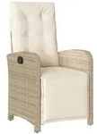 vidaXL Gartensessel, Outdoor Sessel mit Fu&szlig;teil Verstellbar Beige Poly Rattan
