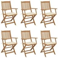 vidaXL Gartenstuhl Klappst&uuml;hle, 6 St&uuml;ck, mit Kissen, aus massivem nholz (6...