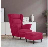 vidaXL Ohrensessel, Ohrensessel mit Hocker Weinrot Samt