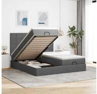 vidaXL Bettgestell vidaXL Ottoman-Bett mit Matratzen & LEDs Dunkelgrau 160x200...