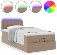 vidaXL Bett Ottoman-Bett mit Matratzen & LEDs 90x190 cm Kunstleder